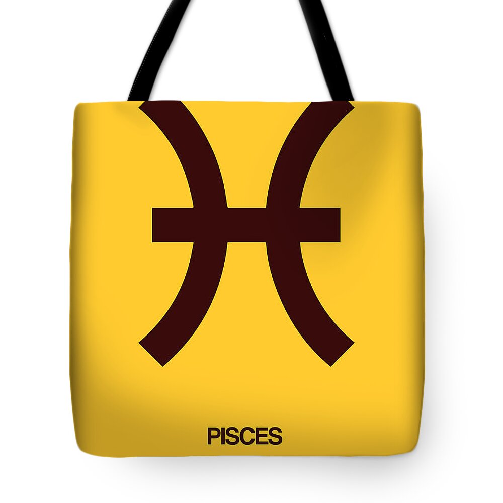 Pisces Tote Bag featuring the digital art Pisces Zodiac Sign Brown by Naxart Studio