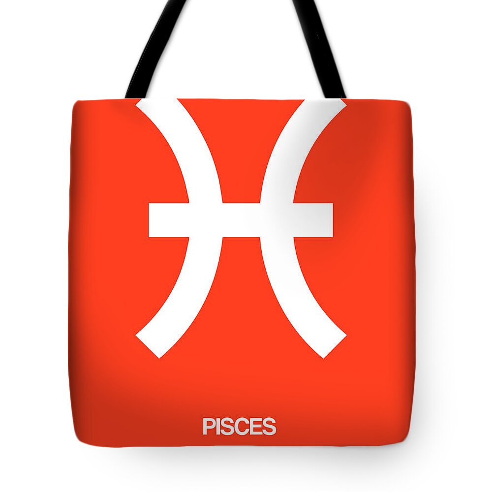 Pisces Tote Bag featuring the digital art Pisces Zodiac Sign White by Naxart Studio