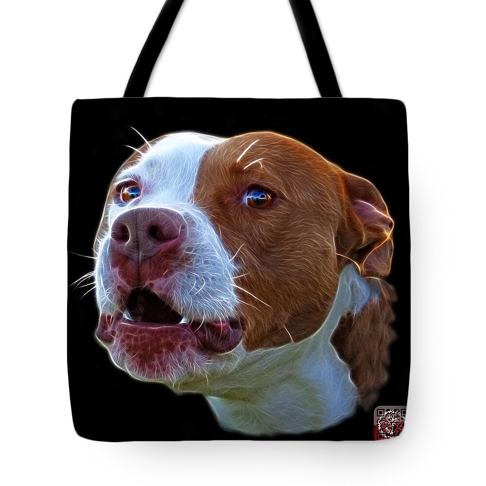 Dog Art Tote Bag featuring the mixed media Pitbull 7769 - Bb - Fractal Dog Art by James Ahn