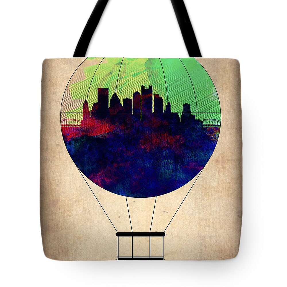 Pittsburgh Tote Bag featuring the painting Pittsburgh Air Balloon by Naxart Studio