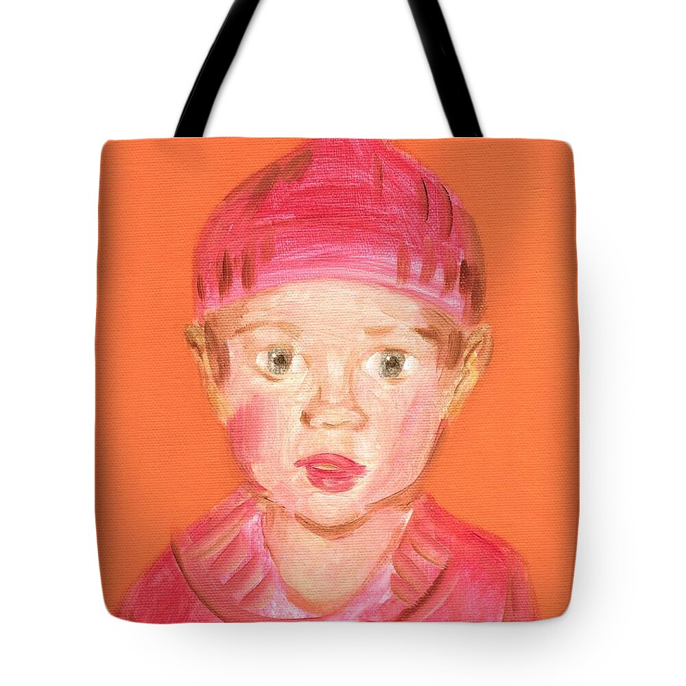 Girl Tote Bag featuring the painting Pixi in Pink by Kazumi Whitemoon