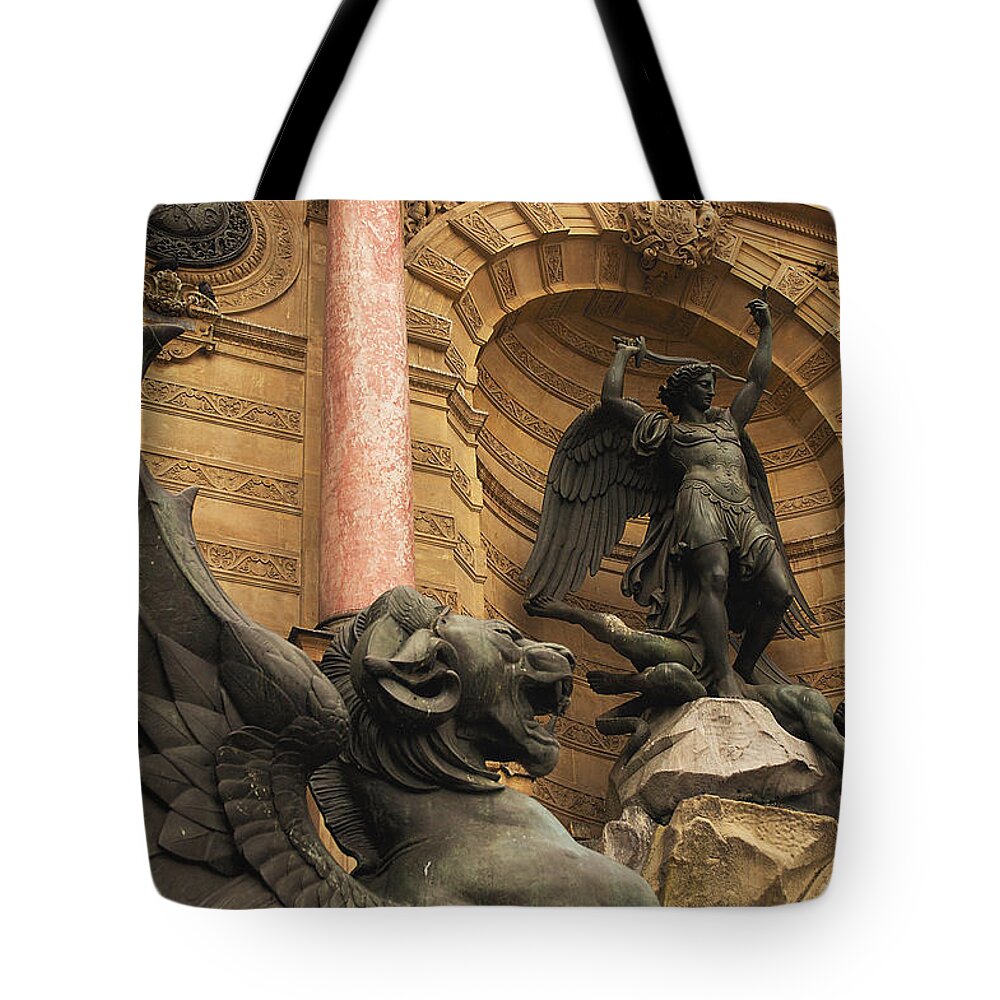 Paris Tote Bag featuring the photograph Place St MIchel by Mick Burkey