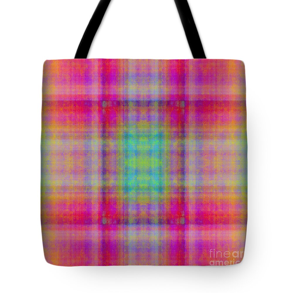 Andee Design Abstract Tote Bag featuring the digital art Plaid In Pink 1 Square by Andee Design