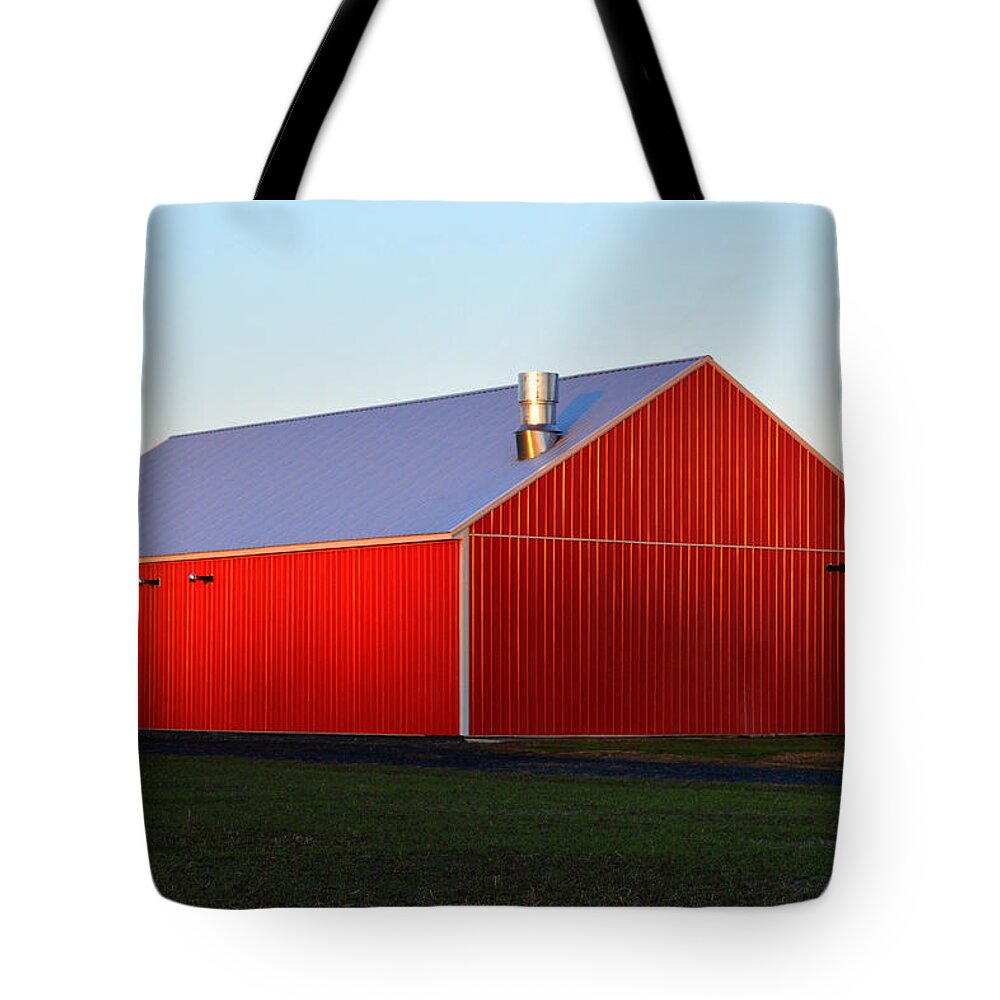 Barn Tote Bag featuring the photograph Plain Jane Red Barn by Bill Swartwout