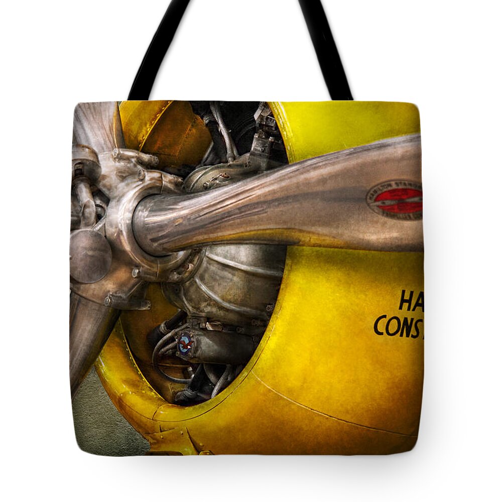 Airplane Tote Bag featuring the photograph Plane - Pilot - Prop - Twin Wasp by Mike Savad