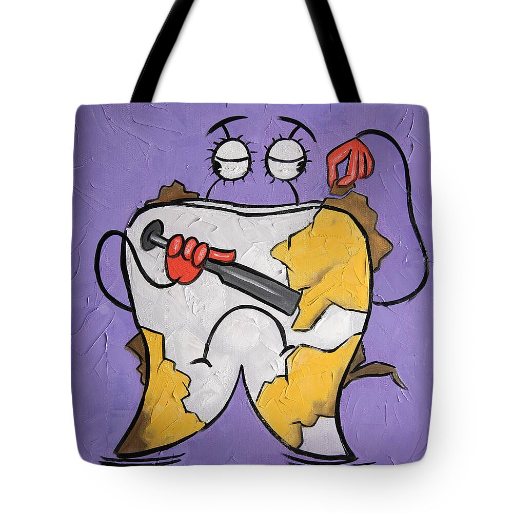 Plaque Tooth Tote Bag featuring the painting Plaque Tooth by Anthony Falbo