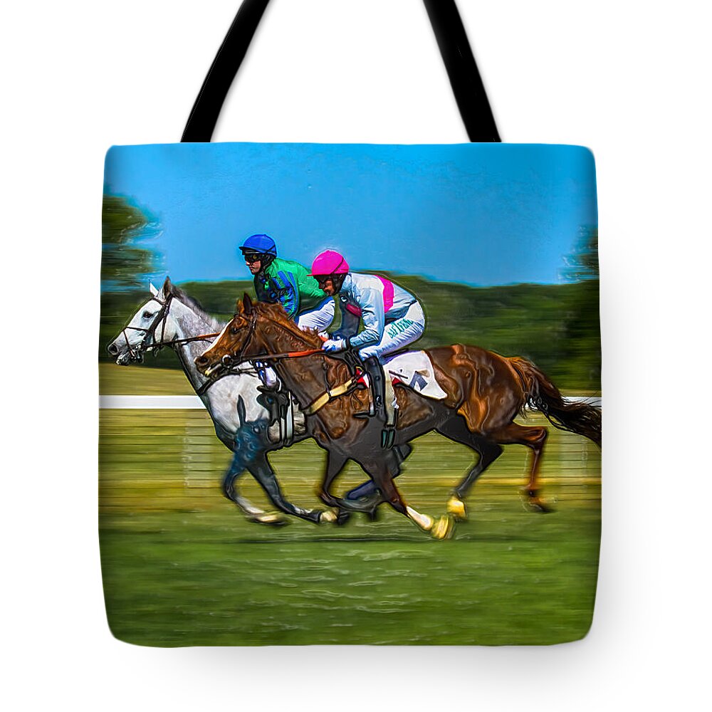Steeplechase Tote Bag featuring the photograph Plastic Wrapped Steeplechase by Robert L Jackson