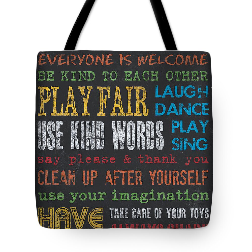 Playroom Tote Bag featuring the painting Playroom Rules by Debbie DeWitt