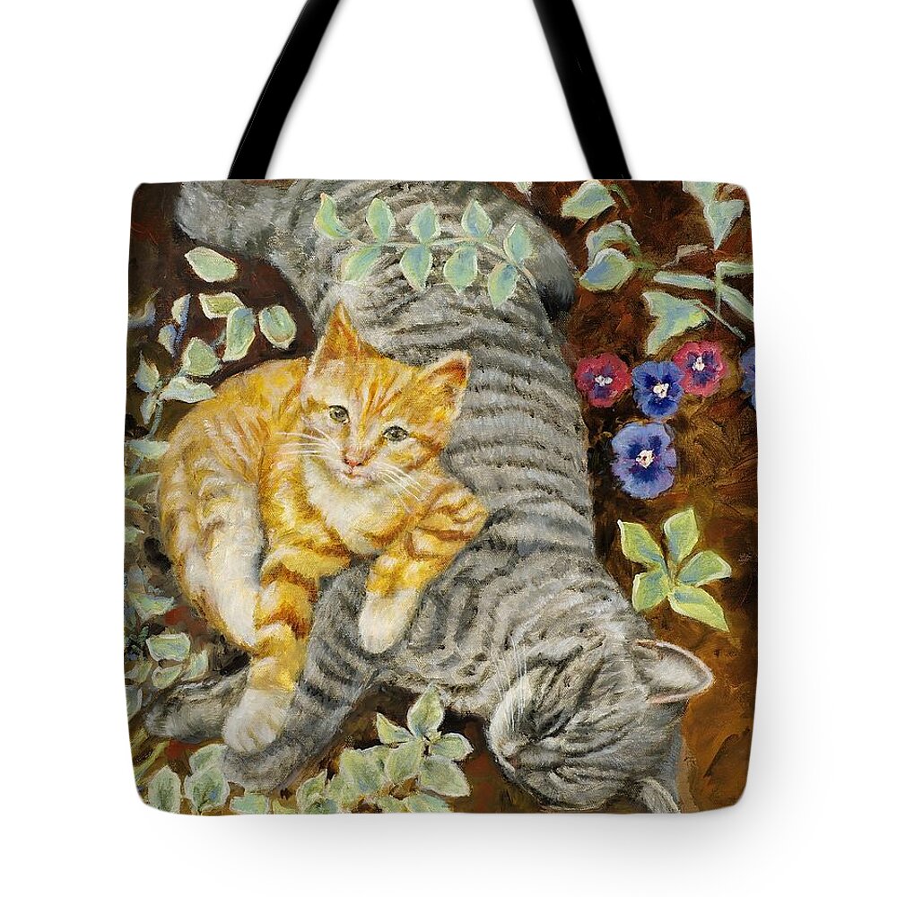 Wall Art Tote Bag featuring the painting Please Wake Up It's Time to Play by Cynthia Parsons