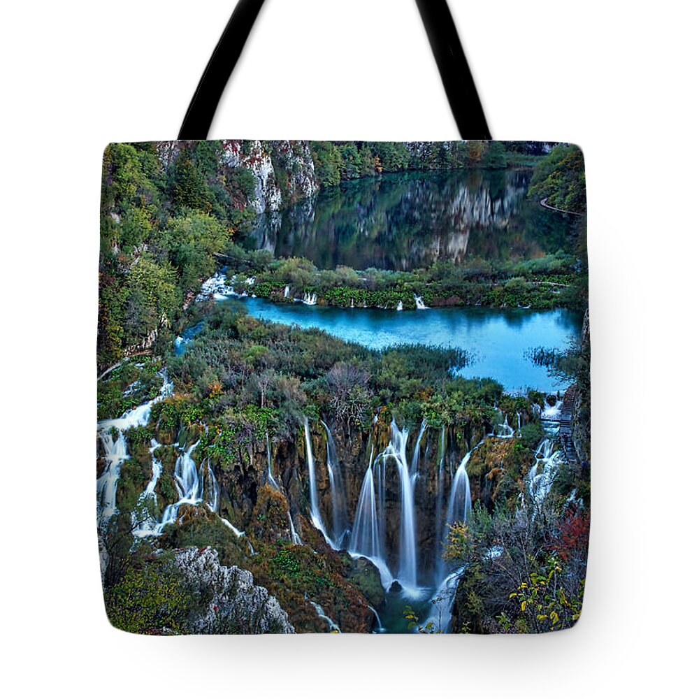Croatia Tote Bag featuring the photograph Plitvice Lakes and Waterfalls - Croatia by Stuart Litoff