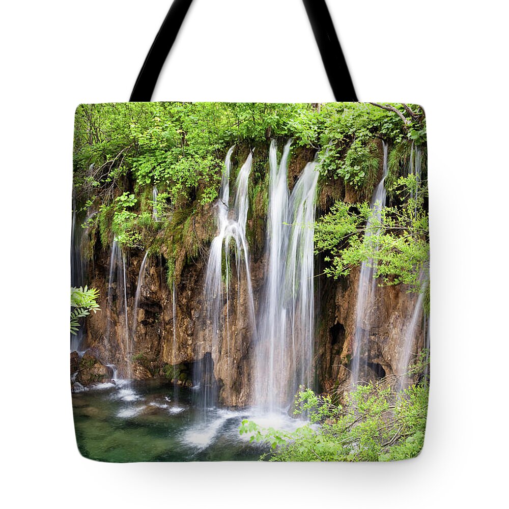 Environmental Conservation Tote Bag featuring the photograph Plitvice Lakes, National Park, Waterfall by Fotogaby