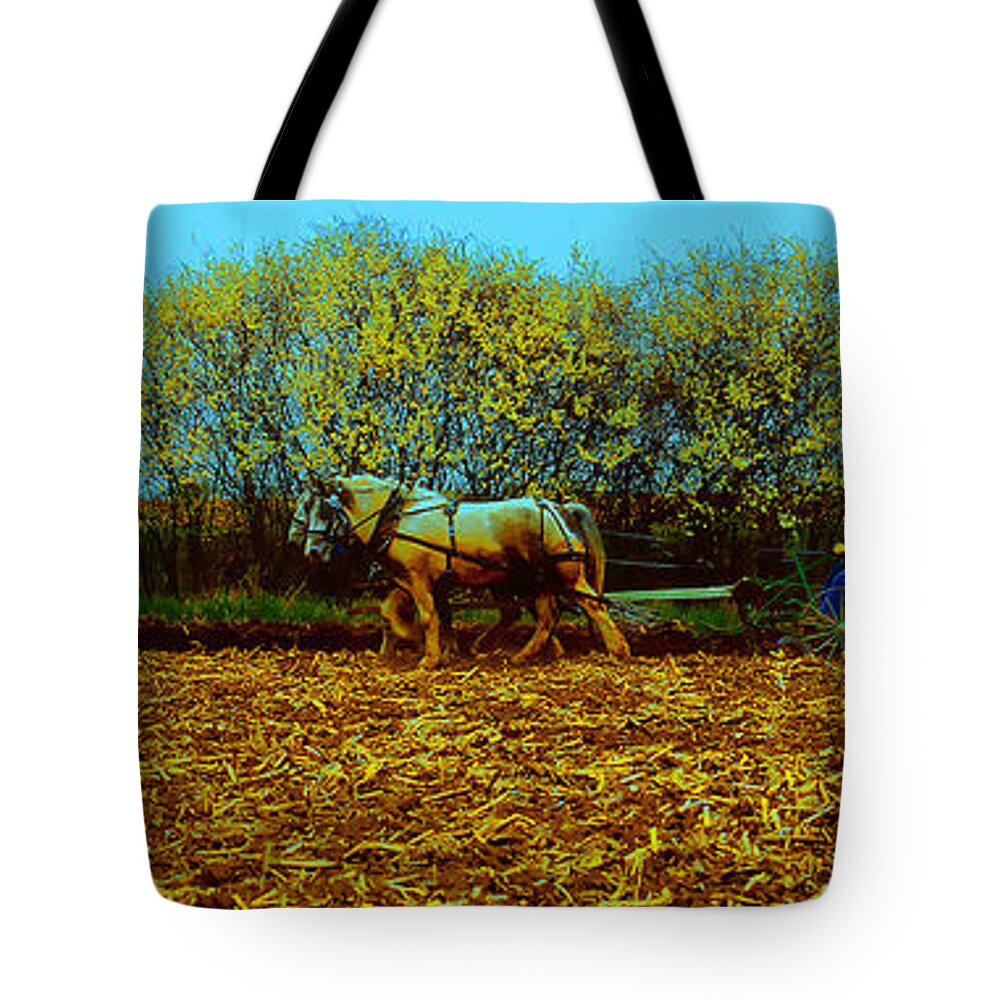 Plow Tote Bag featuring the photograph Plow days Freeport Illinos  by Tom Jelen