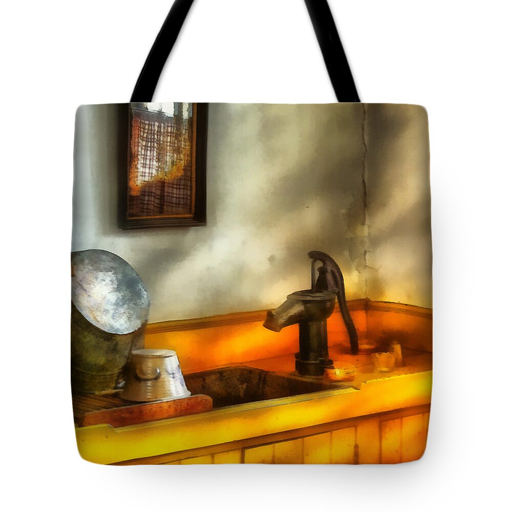 Savad Tote Bag featuring the digital art Plumber - The Wash Basin by Mike Savad