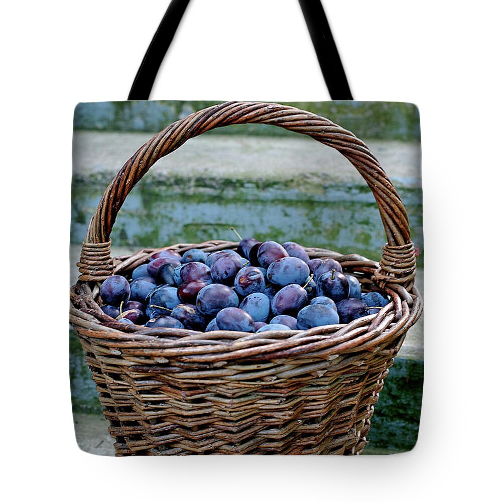 Photography Tote Bag featuring the photograph Plums In A Basket, Southern Bohemia by Panoramic Images