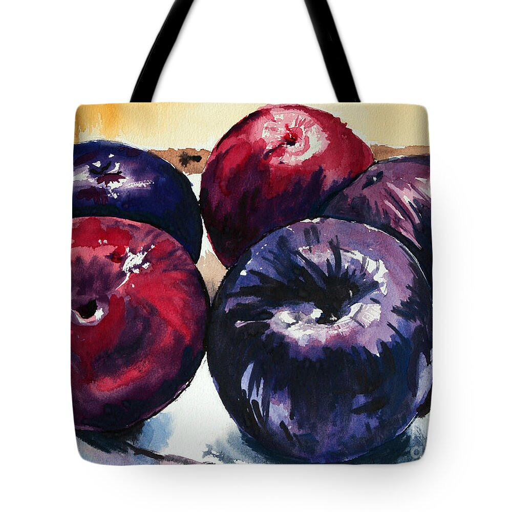 Plum Tote Bag featuring the painting Plums by Joey Agbayani