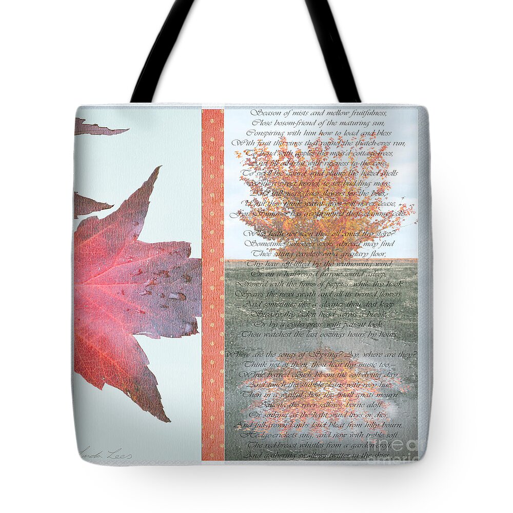 Autumn Tote Bag featuring the photograph Poetry of Autumn by Linda Lees