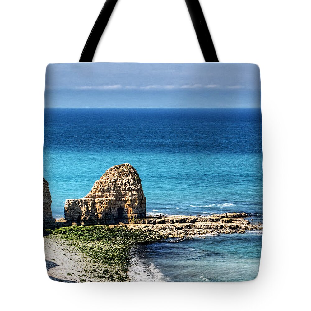 Pointe Du Hoc Tote Bag featuring the photograph Pointe du Hoc by Weston Westmoreland