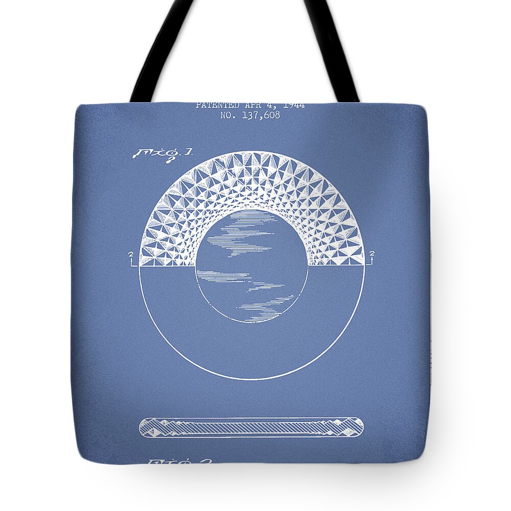 Poker Tote Bag featuring the digital art Poker Chip Patent from 1944 - Light Blue by Aged Pixel