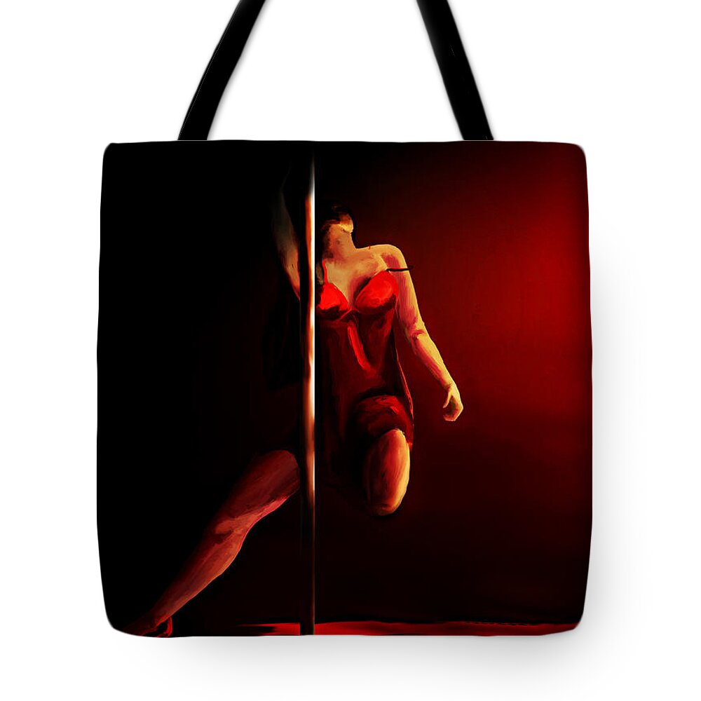 Pole Tote Bag featuring the painting Pole by Sophia Gaki Artworks