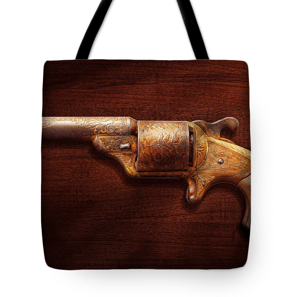 Savad Tote Bag featuring the photograph Police - Gun - Mr Fancy Pants by Mike Savad
