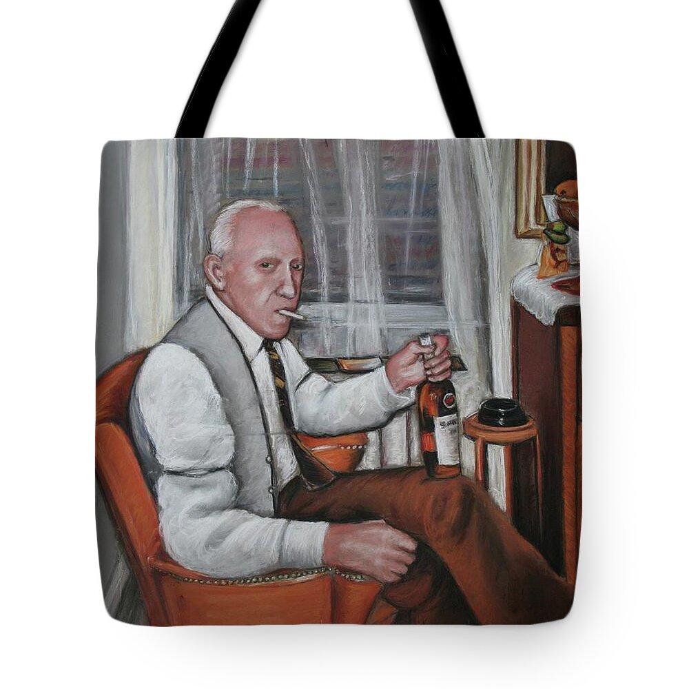 Elderly People Tote Bag featuring the painting Polish Grandfather by Melinda Saminski