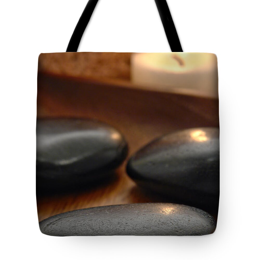 Spa Tote Bag featuring the photograph Polished Stones in a Spa by Olivier Le Queinec