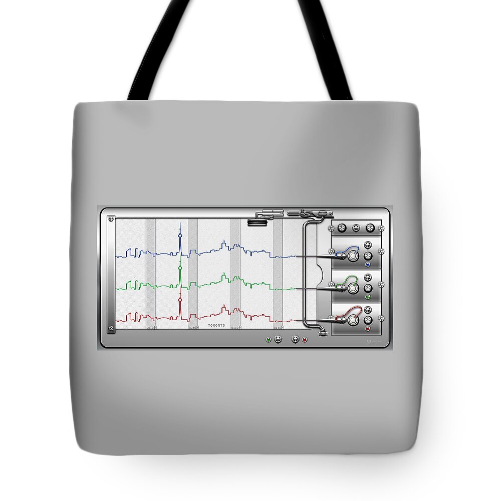 toronto Collection By Serge Averbukh Tote Bag featuring the digital art Polygraphs - CityPulse - Toronto Skyline by Serge Averbukh