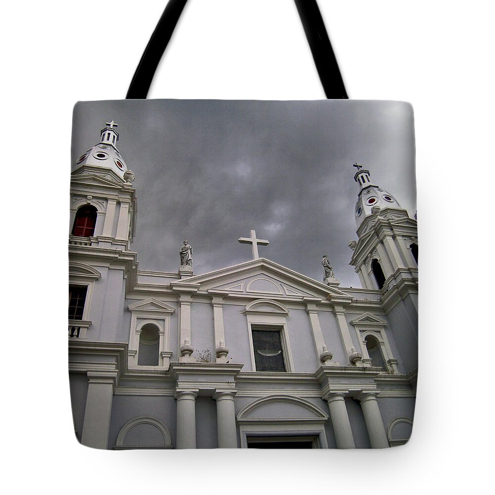 Ponce Tote Bag featuring the photograph Ponce Cathedral by Adam Johnson