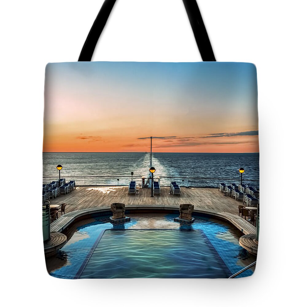 Background Tote Bag featuring the photograph Pool by the Sea by Maria Coulson