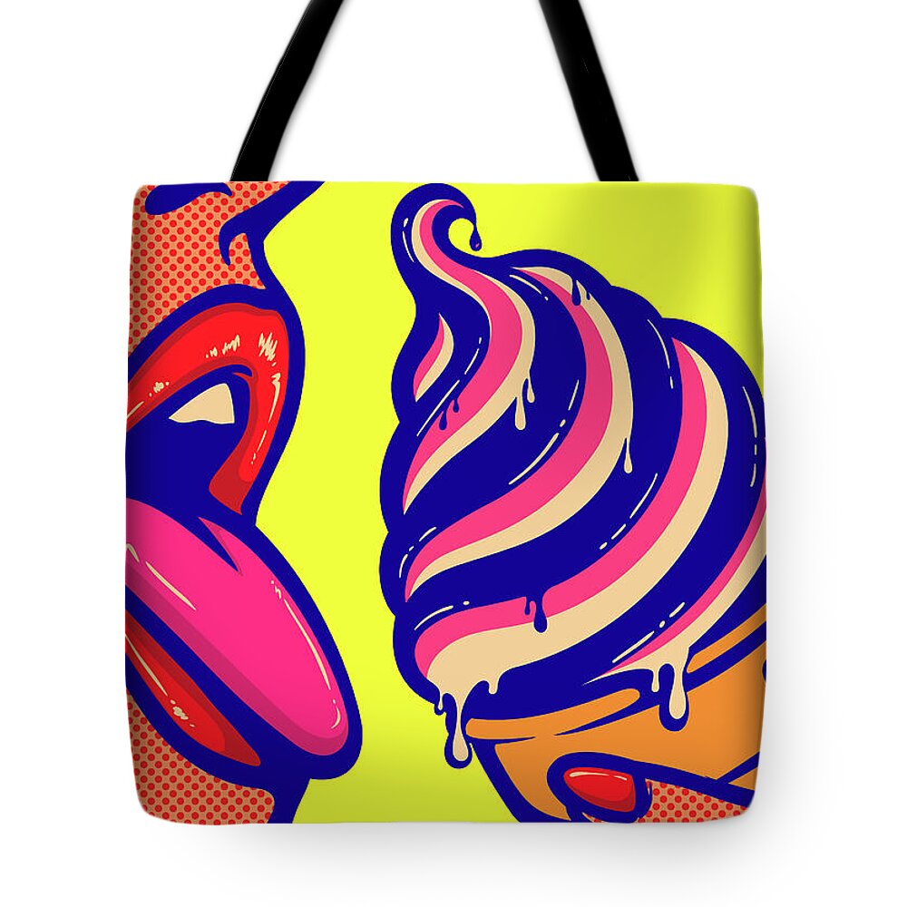 Art Tote Bag featuring the digital art Pop Art Comic Book Mouth Of Woman by Drante