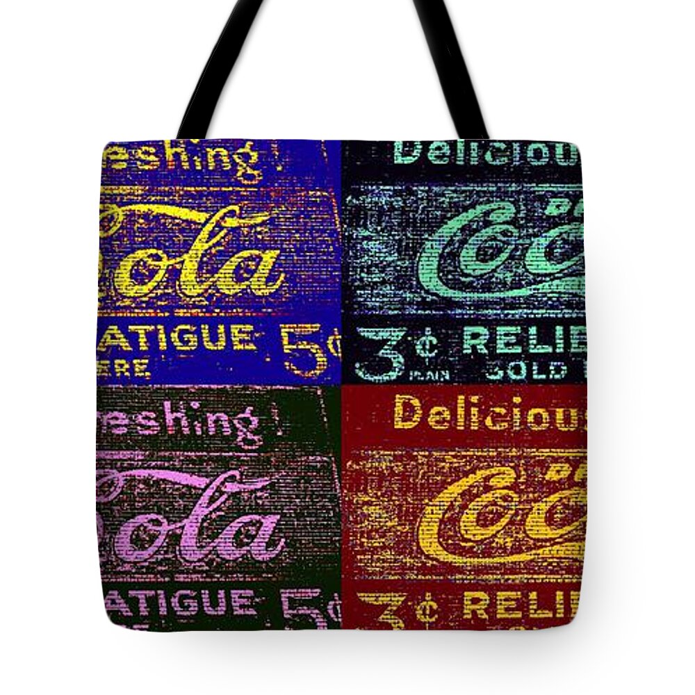 Pop Art Tote Bag featuring the photograph POP CocaCola by Peggy Franz