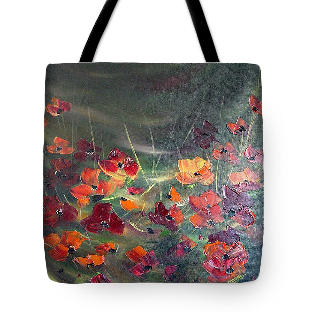 Poppies Tote Bag featuring the painting Poppies in the Shadow by Dorothy Maier