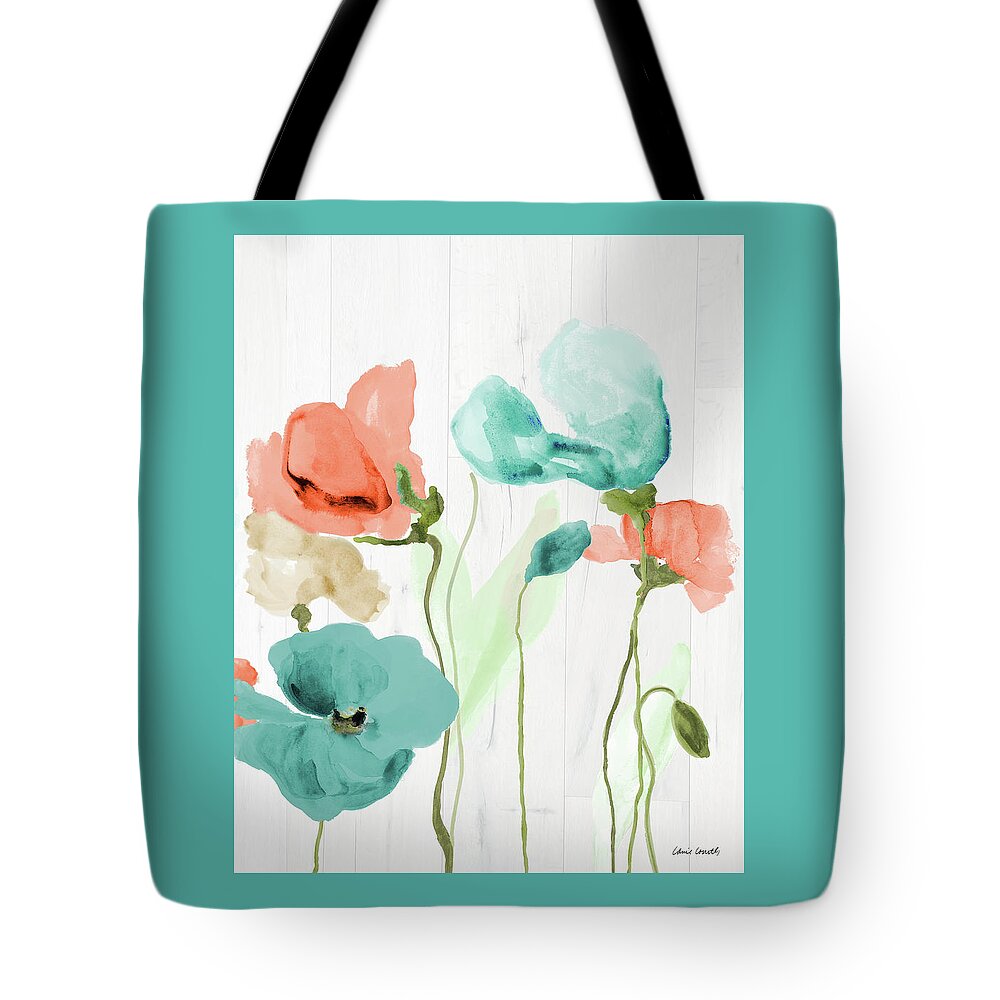 Poppies Tote Bag featuring the painting Poppies On Wood II by Lanie Loreth