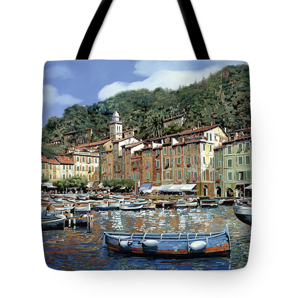 Portofino Tote Bag featuring the painting Portofino by Guido Borelli