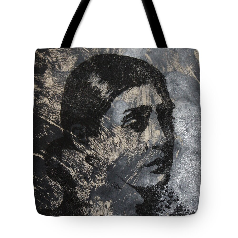 Printing Tote Bag featuring the mixed media Portrait Monoprint by Rachel Bochnia