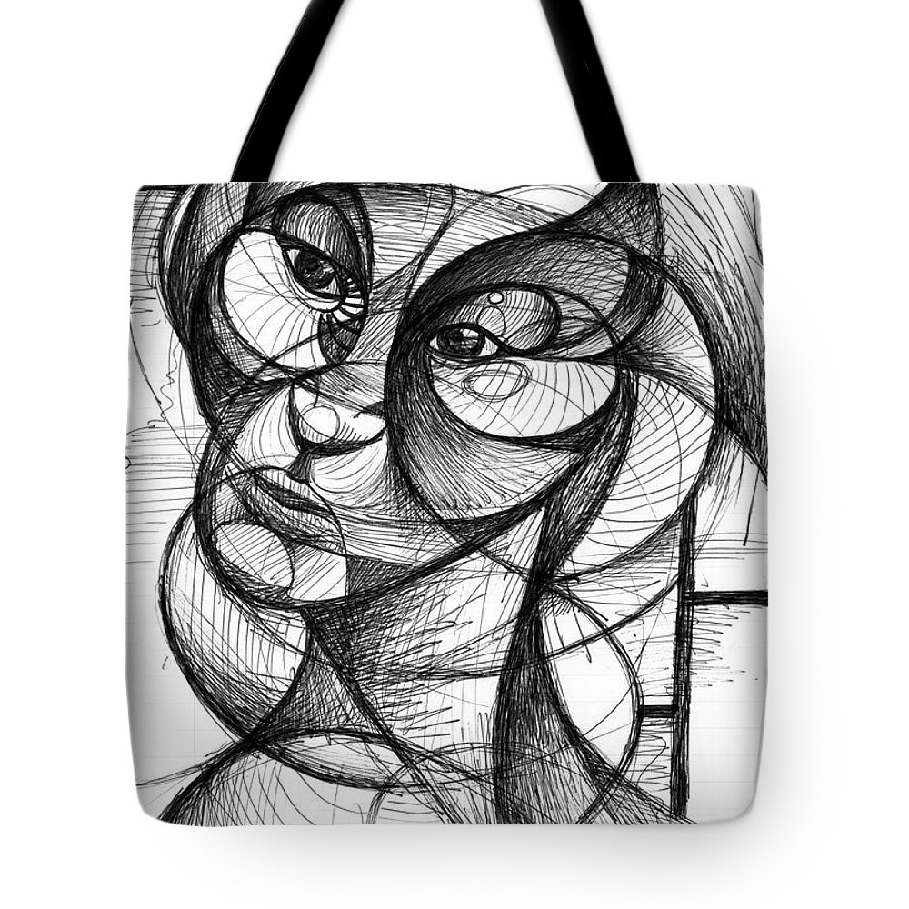 Pen Tote Bag featuring the digital art Portrait by Nicholas Burningham