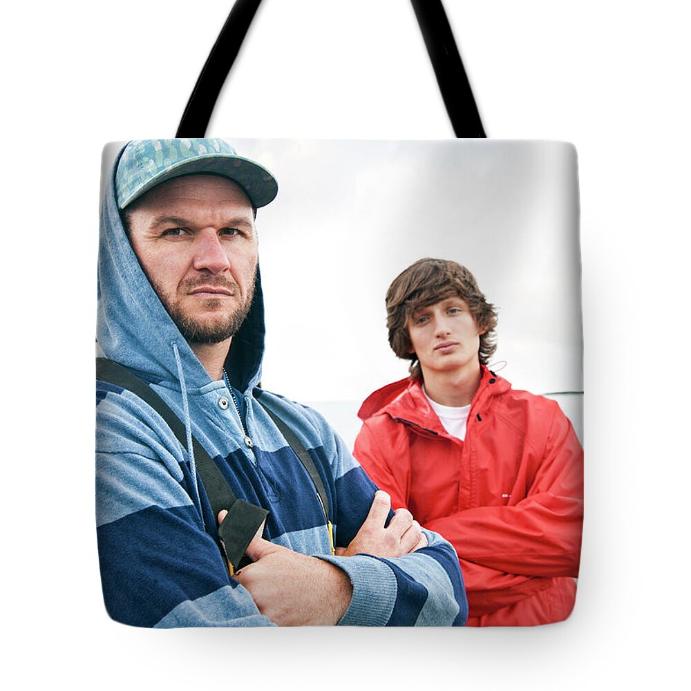 Adult Tote Bag featuring the photograph Portrait Of Two Tough Looking by Nicole Wolf