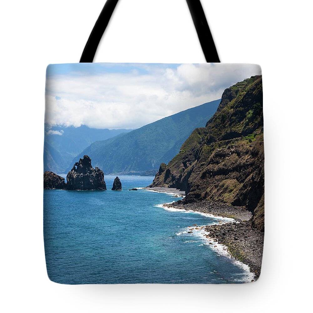 Water's Edge Tote Bag featuring the photograph Portugal, View Of Rock Formations At by Westend61