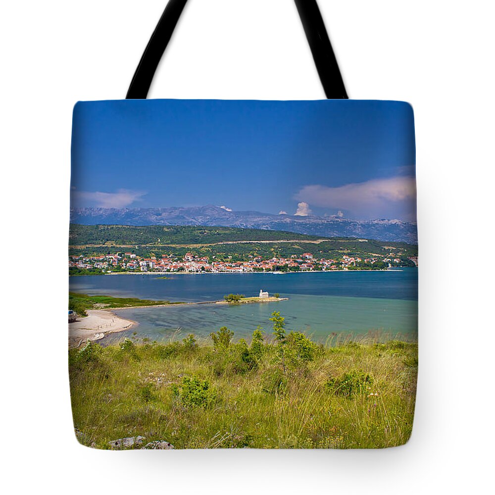 Croatia Tote Bag featuring the photograph Posedarje bay and Velebit mountain by Brch Photography