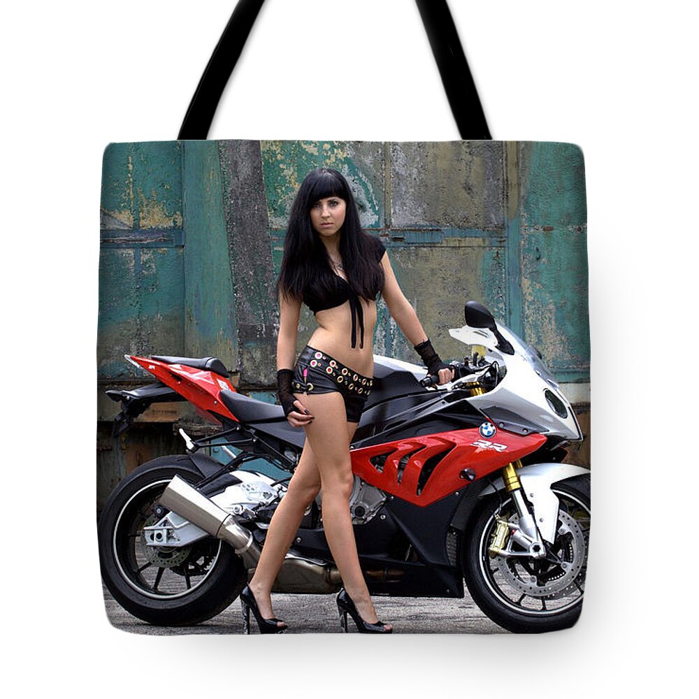 Motorcycle Tote Bag featuring the photograph Poser by Lawrence Christopher