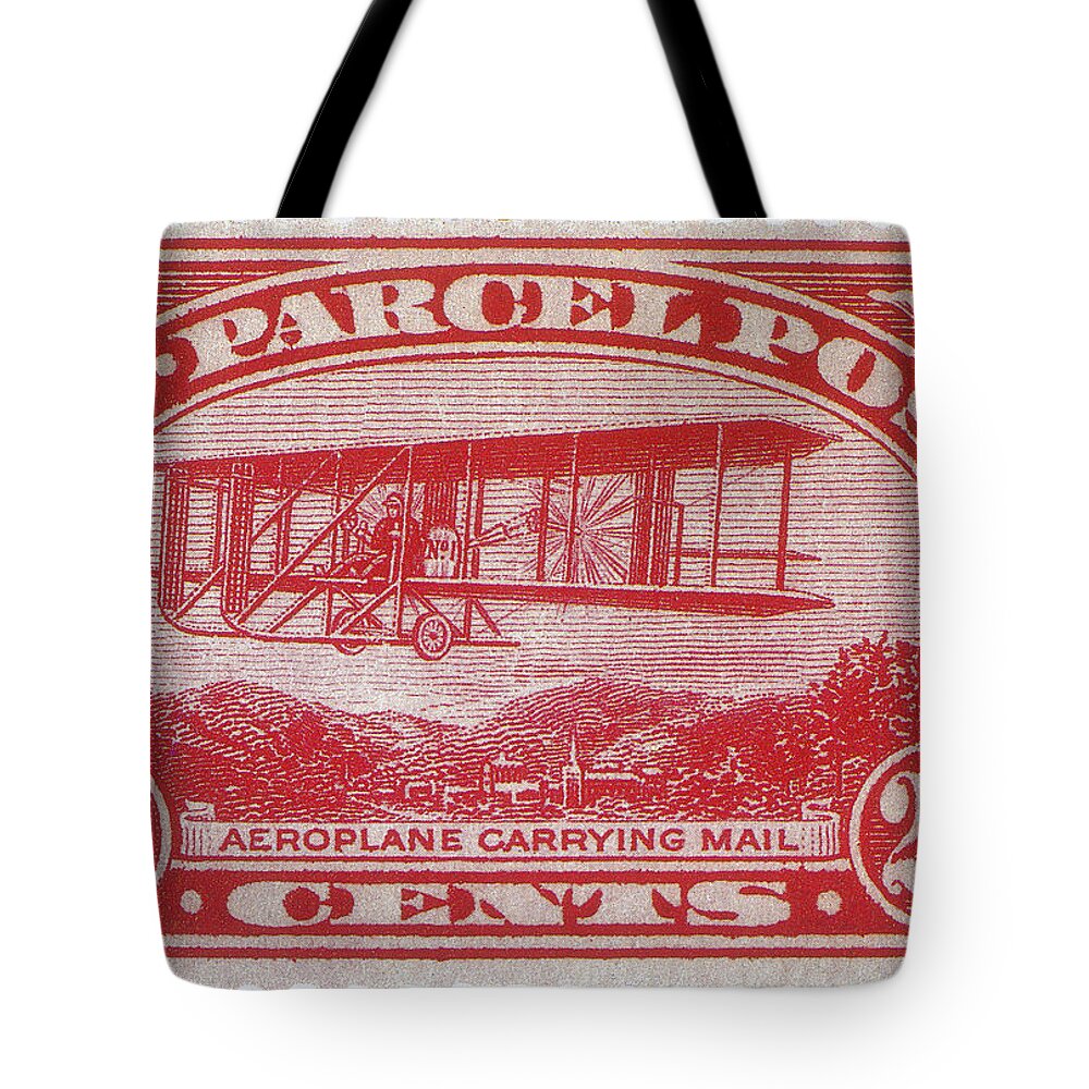 Philately Tote Bag featuring the photograph Postal Biplane, U.s. Parcel Post Stamp by Science Source