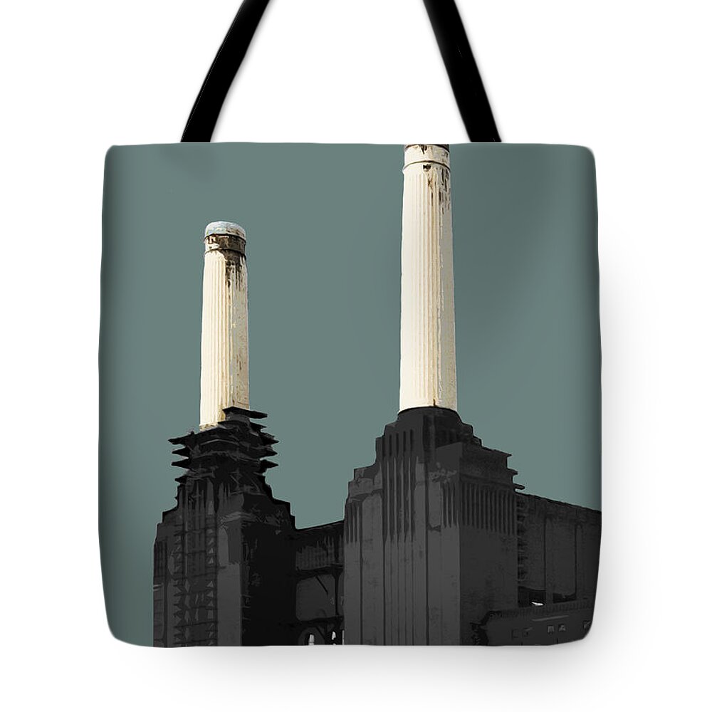 Eye Tote Bag featuring the mixed media Power - Blue GREY by BFA Prints