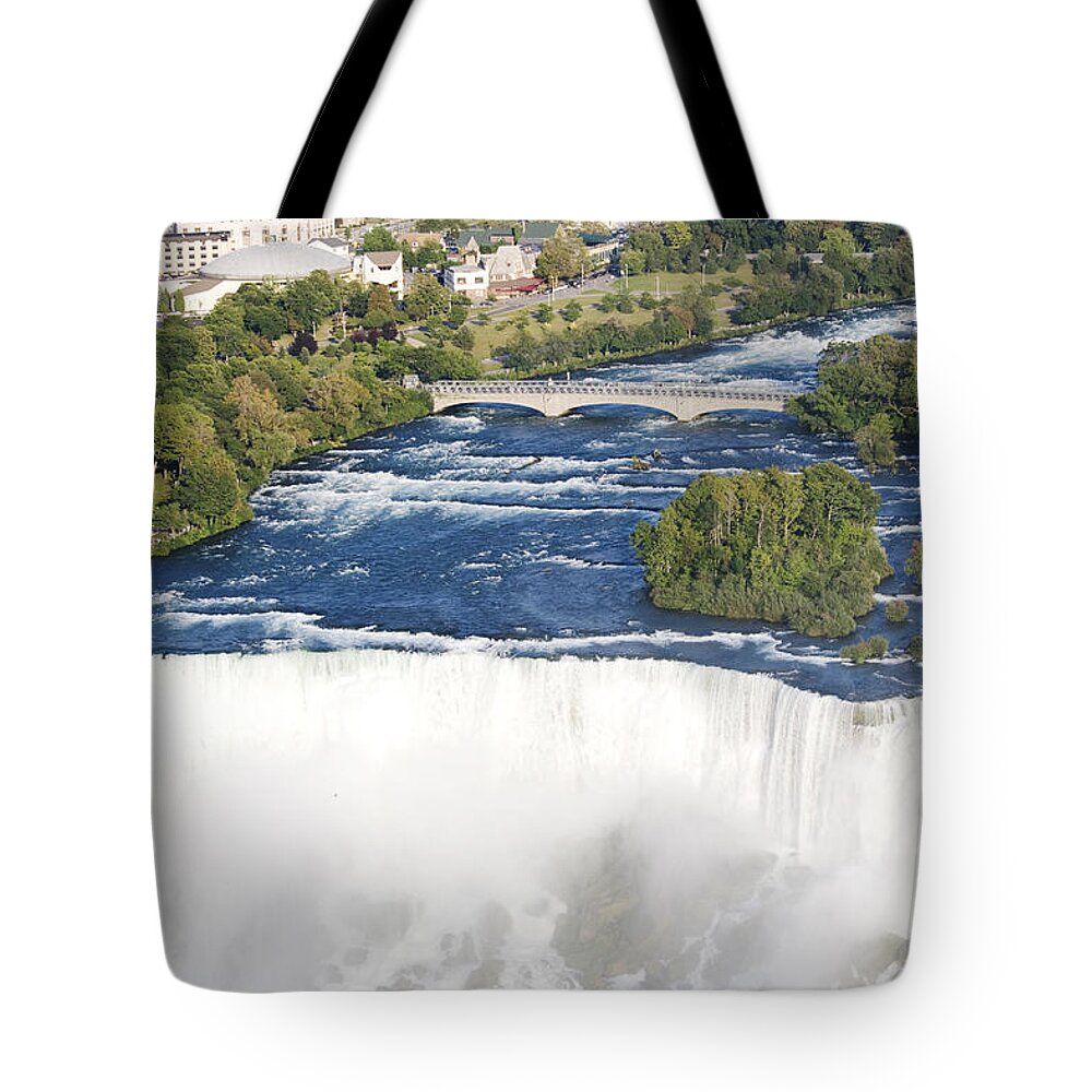 Blue Tote Bag featuring the photograph Powerful Bridal veil Falls with Niagara by Patricia Hofmeester