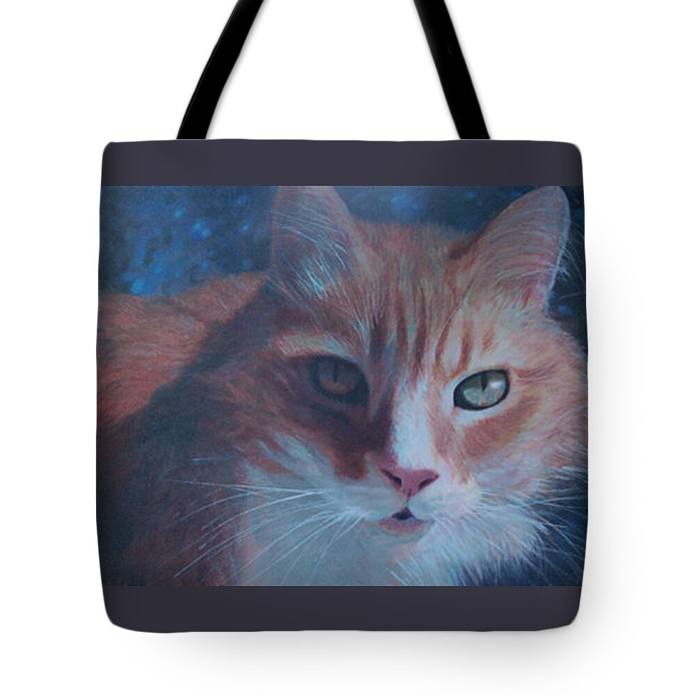 Cat Tote Bag featuring the painting Pretty Kitty by Blue Sky