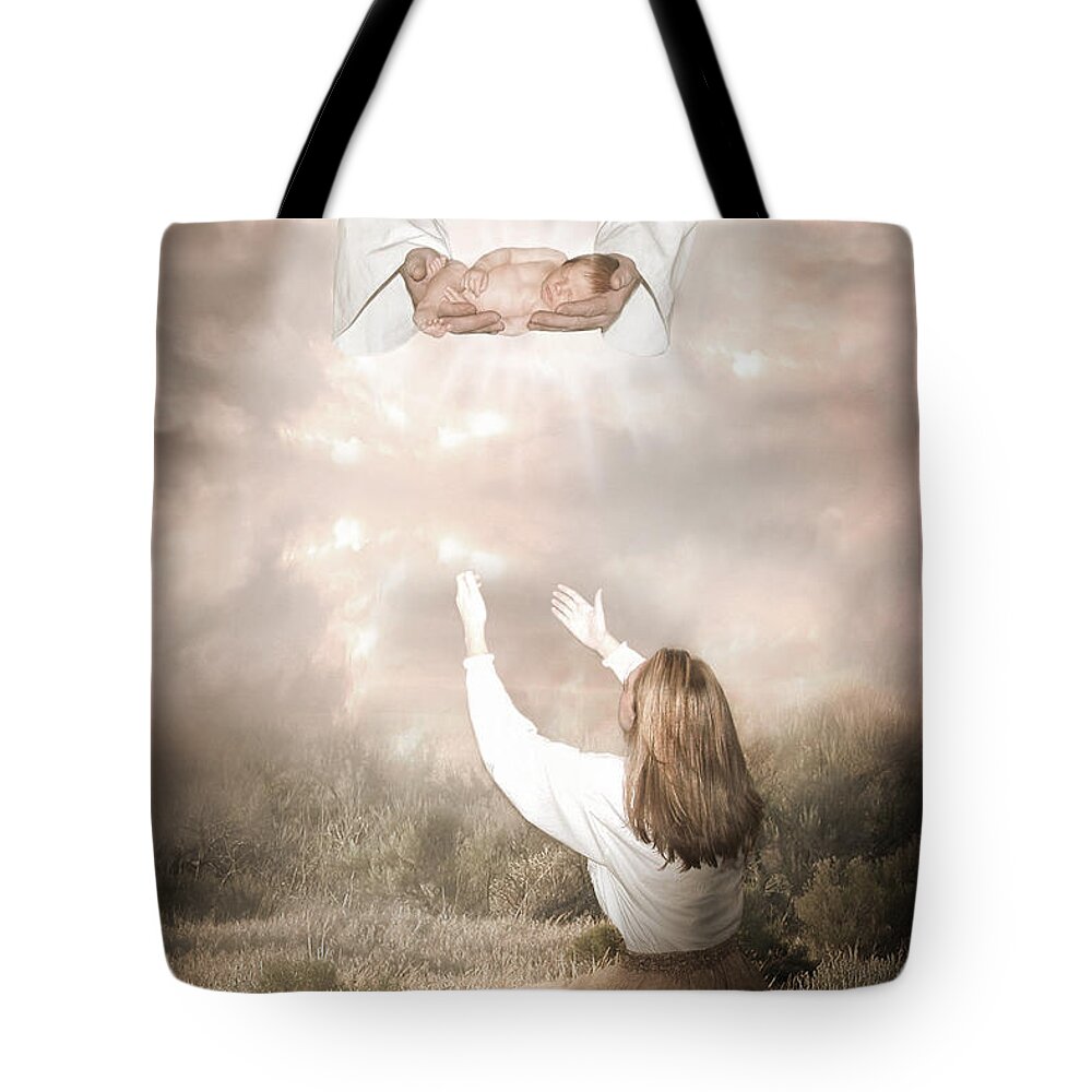 Infant Tote Bag featuring the photograph Priceless Gift by Cindy Singleton