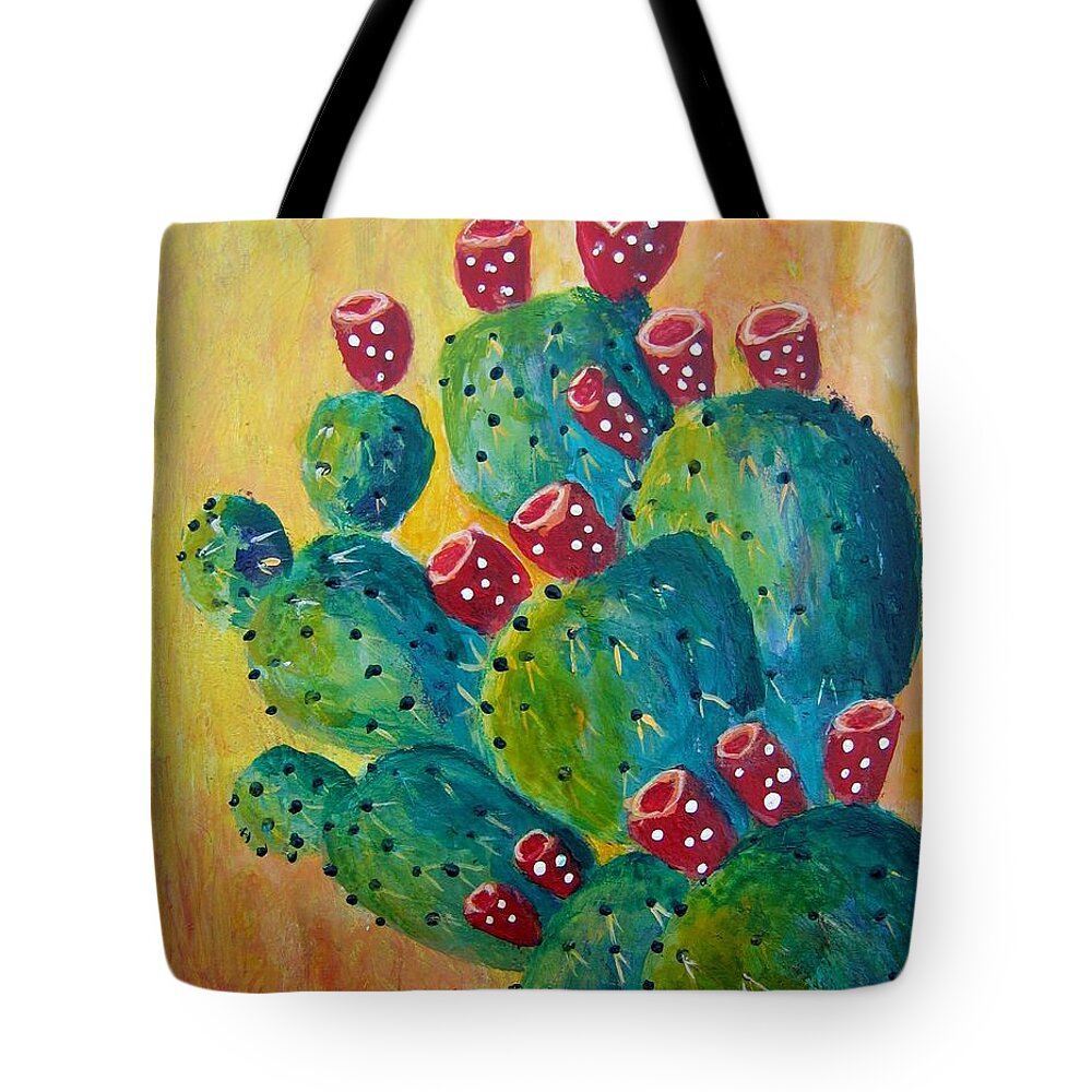 Prickly Pear Cactus Tote Bag featuring the painting Prickly Pear by Suzanne Theis
