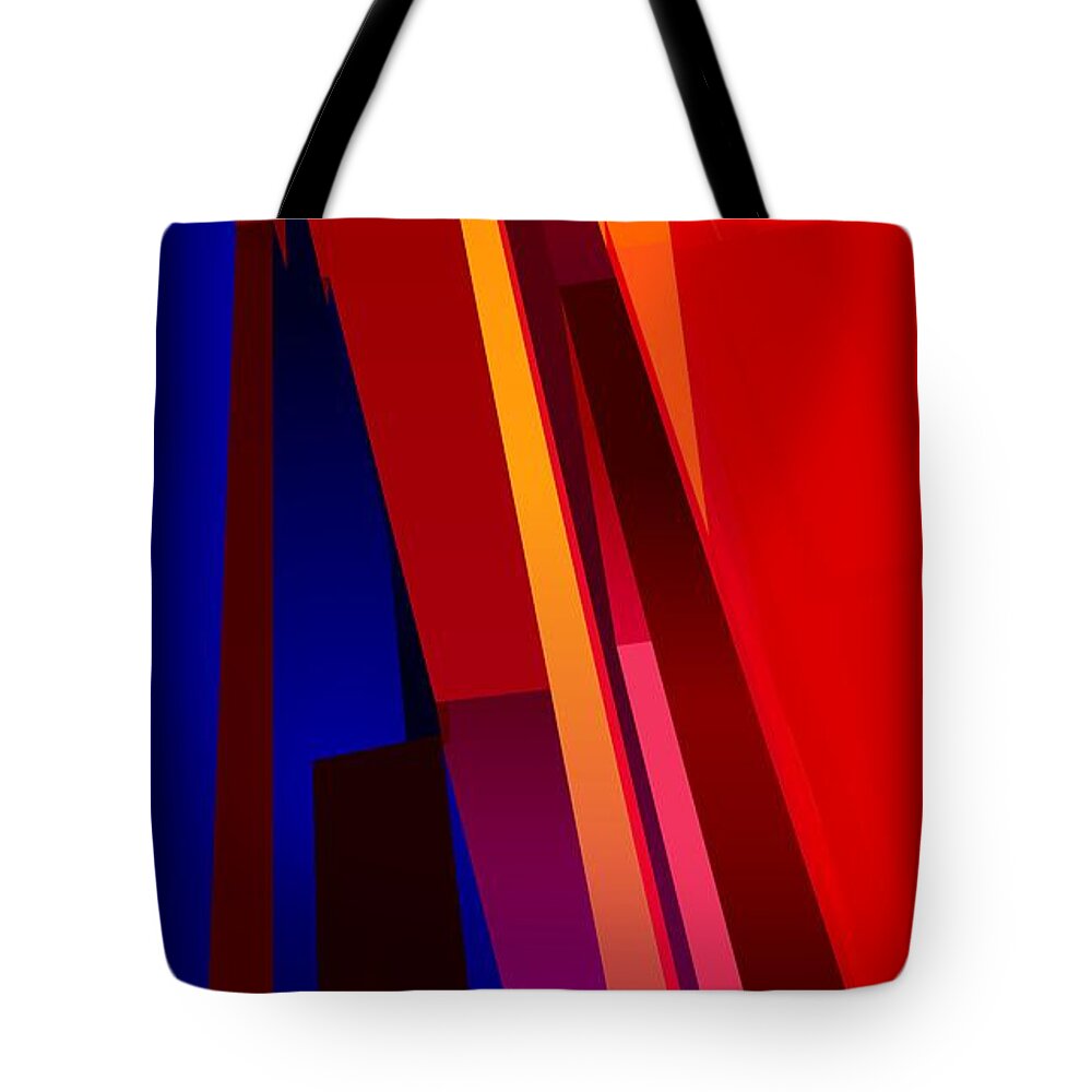 Abstract Tote Bag featuring the digital art Primary Skyscrappers by James Kramer