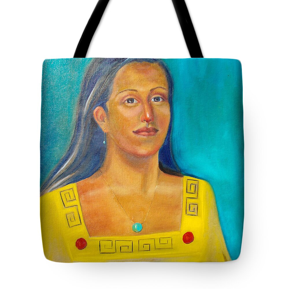 Aztec Tote Bag featuring the painting Princess Izta by Lilibeth Andre