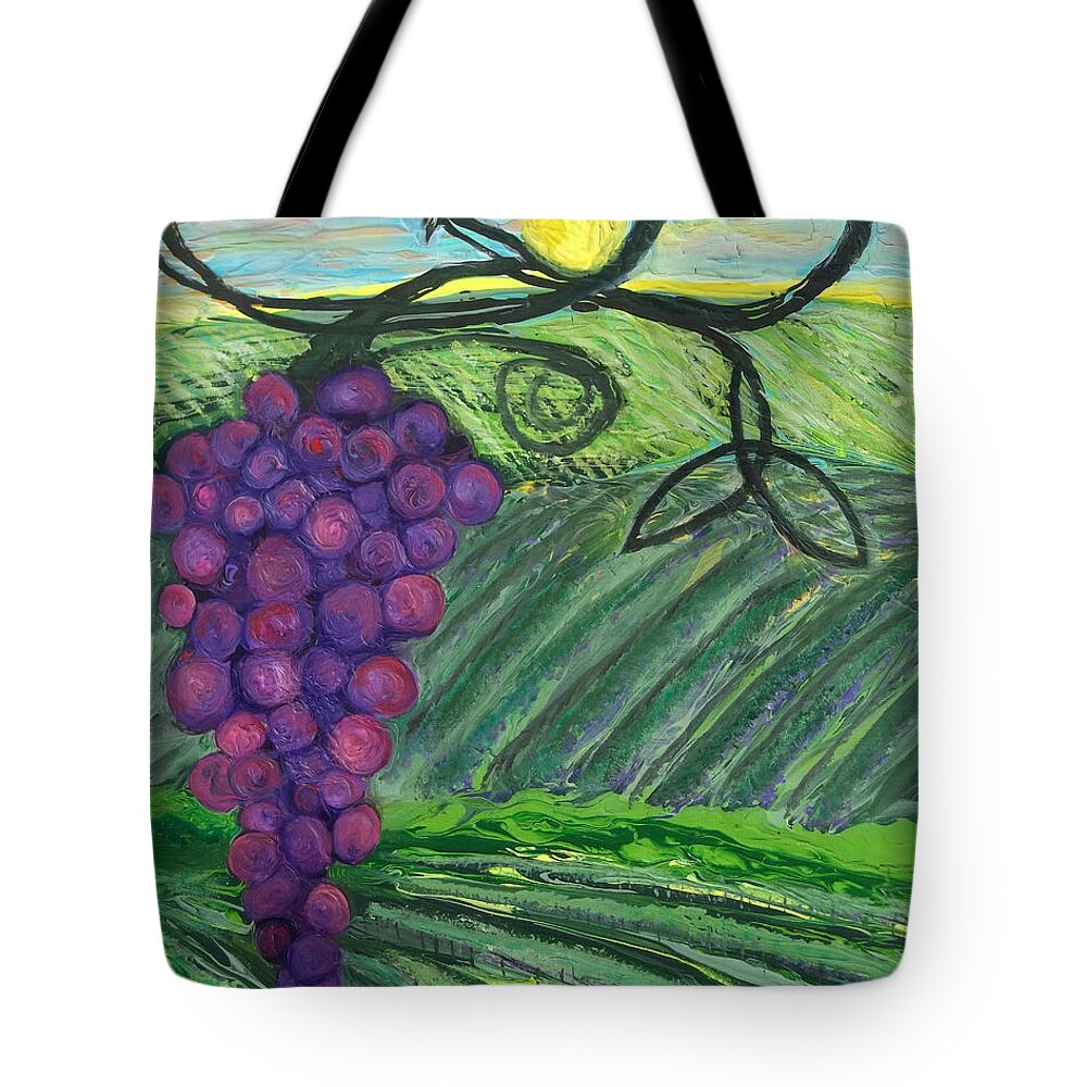Prophetic Tote Bag featuring the painting Prophetic Message Sketch 18 Vineyard Infinity Trinity by Anne Cameron Cutri