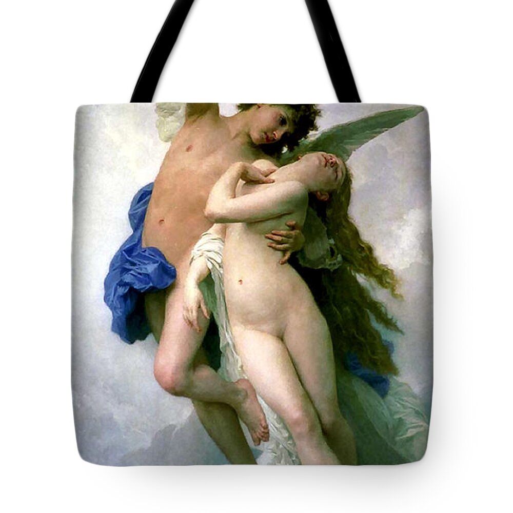 William Adolphe Bourguereau Tote Bag featuring the painting Psyche et LAmour by William Adolphe Bouguereau
